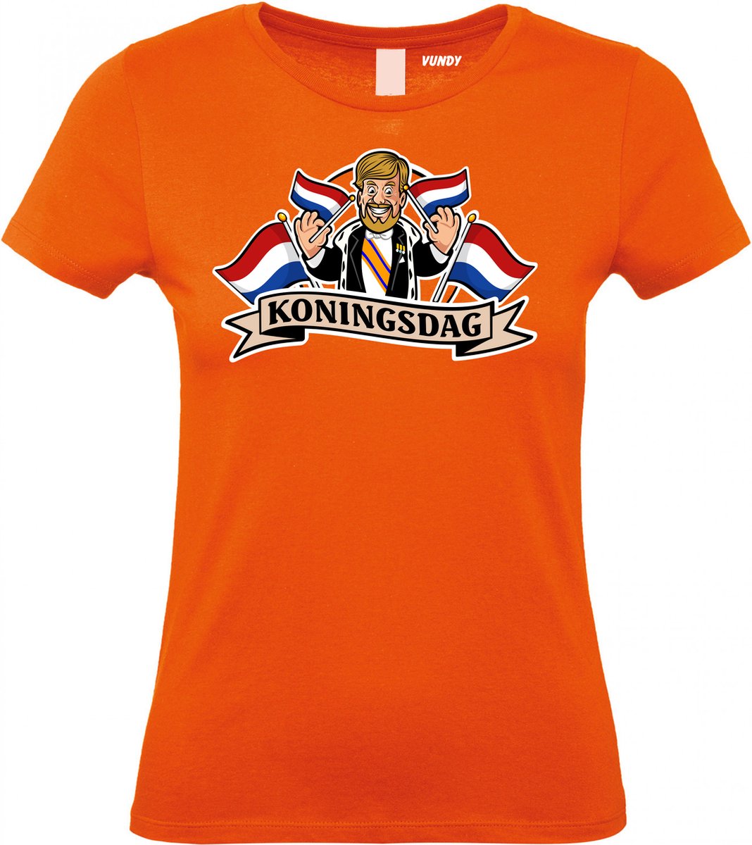 Dames T-shirt Kingsday Cartoon | Koningsdag kleding | oranje t-shirt | Oranje | maat XXL